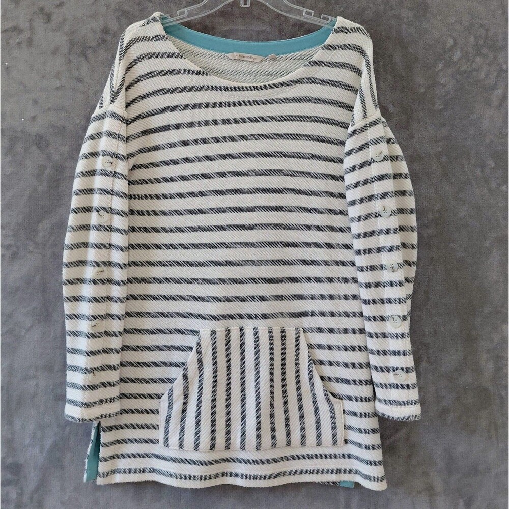 Soft Surroundings Seaside Asya Button Sleeves Tunic Women's Small Nautical Tunic